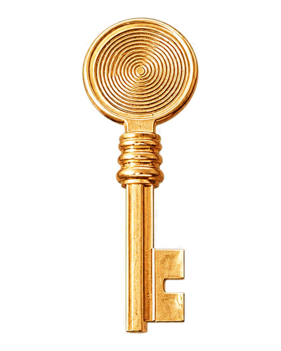 The First Key, a luminous gold Key with a spiral crown